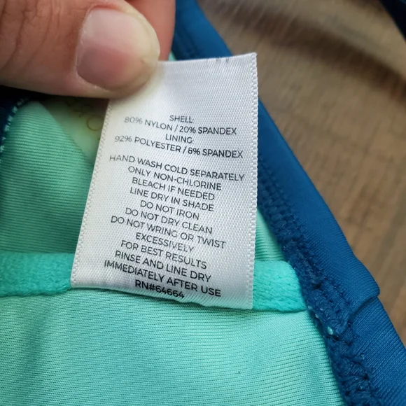 Shade & Shore Two Piece Bikini Set 36D Top Medium Bottoms Teal Crochet - Picture 7 of 7